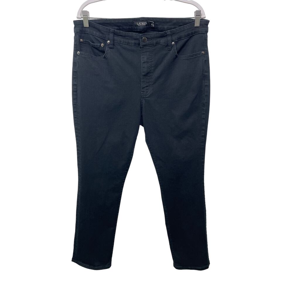 Lauren Ralph Lauren Black Wash Mid-Rise Classic Straight Denim‎ Jeans Women's 16